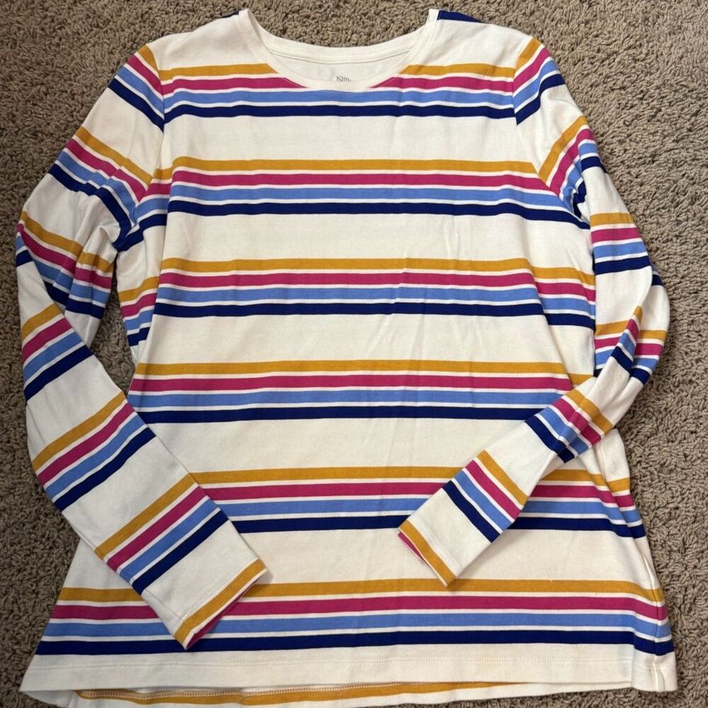 Kim Rogers Pastel Striped Long Sleeve Top